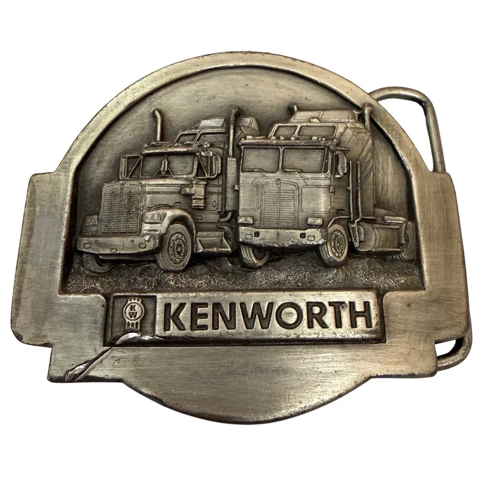 Vintage 1985 Kenworth Semi Truck Belt Buckle Tonkin Inc Pewter Tone C-42 Trucker